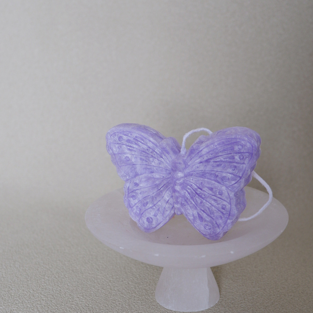 Hand-Made 2 pcs Small Aesthetic Purple Butterfly Candle