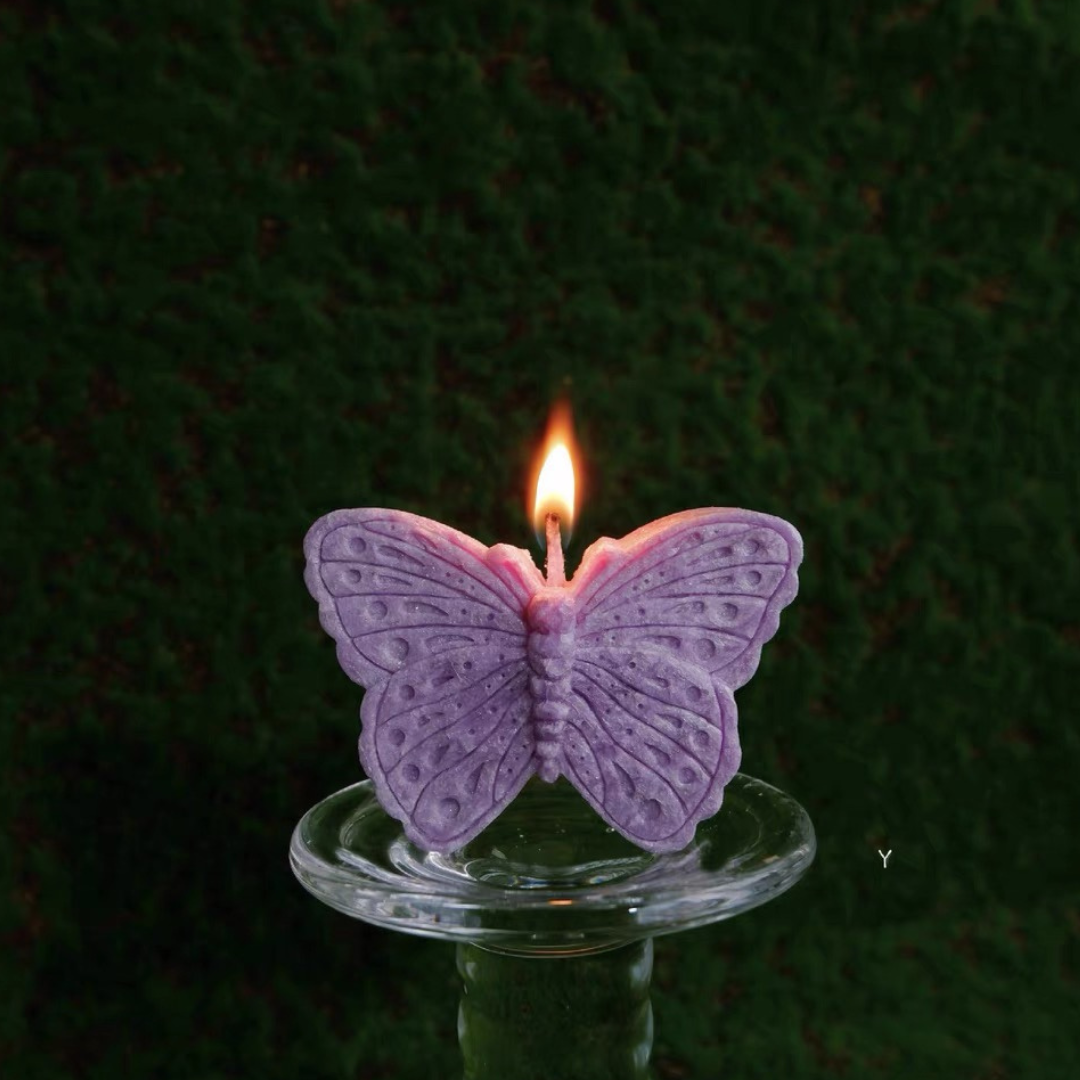 Hand-Made 2 pcs Small Aesthetic Purple Butterfly Candle