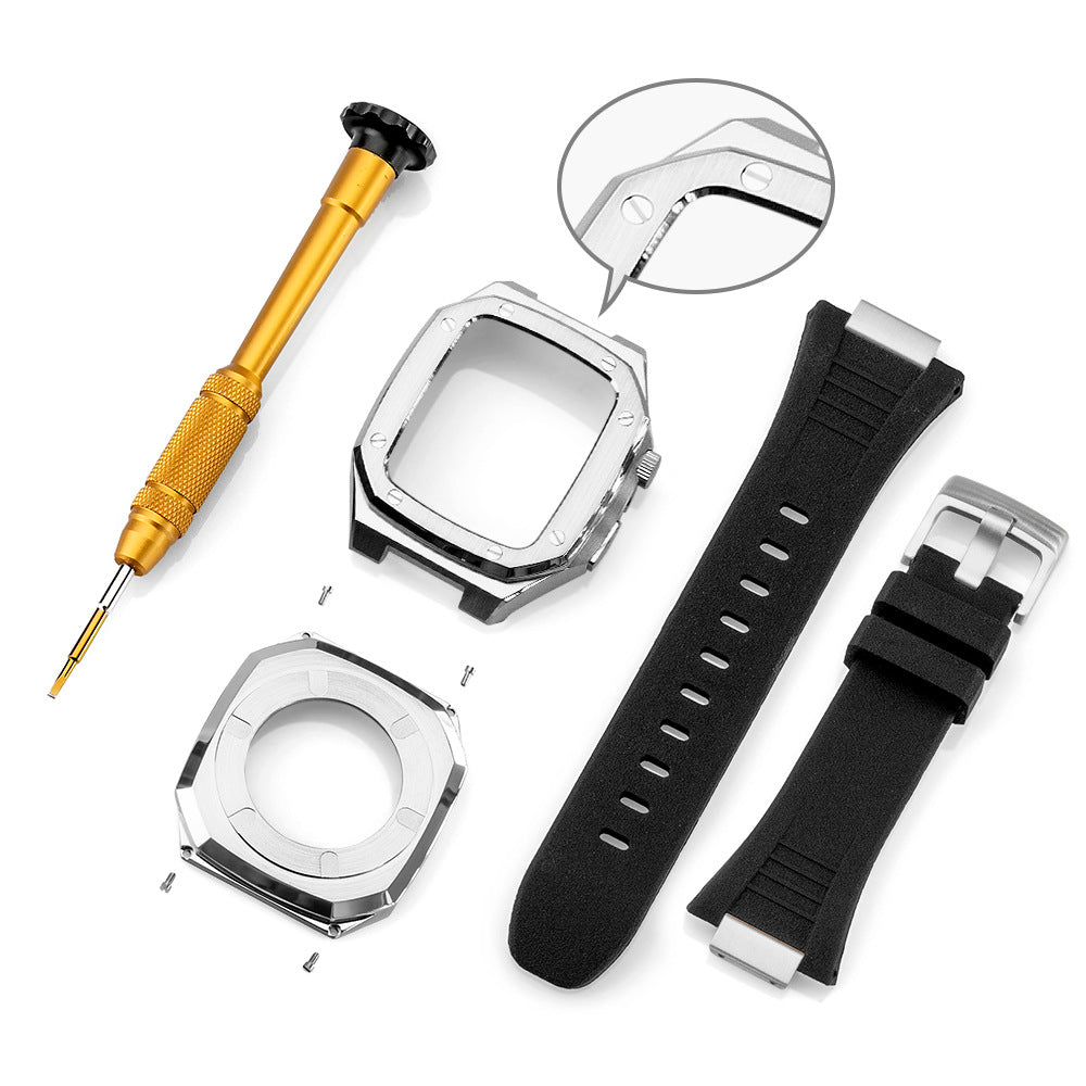 Stainless Steel Protective Watch Case with Silicon Watch Band