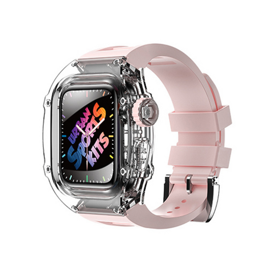 Transparent Watch Case with Silicon Watch Band for Apple Watch 44mm 45mm