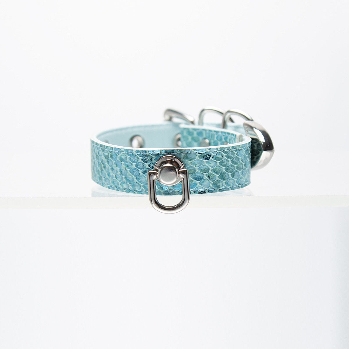 Laser PU Leather Snake Pattern Hand Cuffs Bracelet with Connect Chain Hook