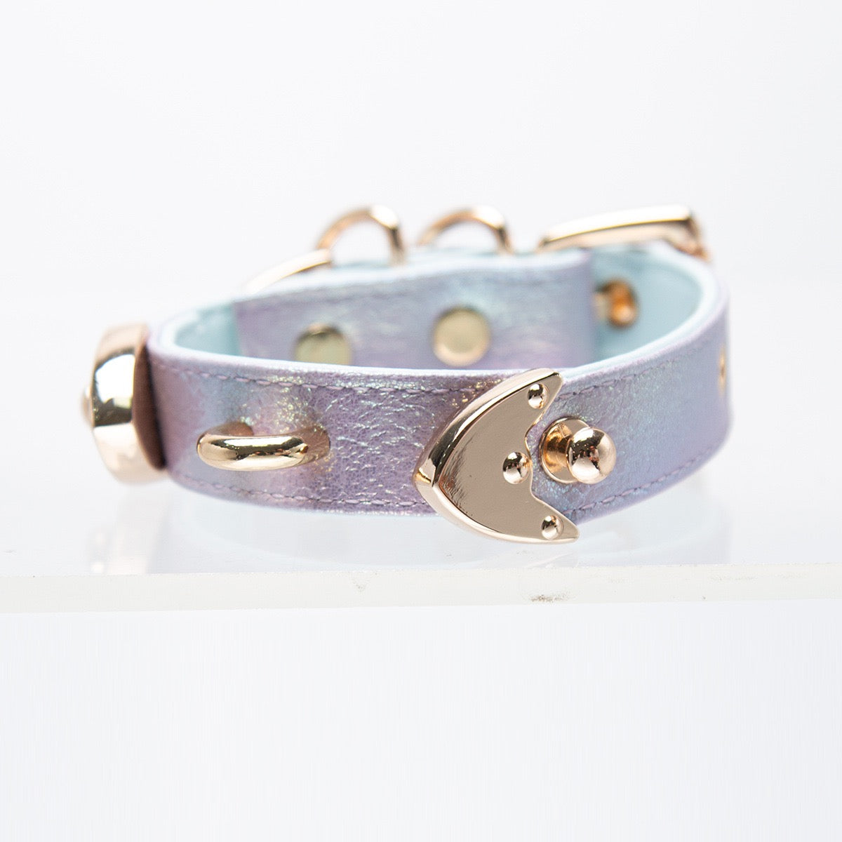 Laser PU Leather Laser Hand Cuffs Bracelet with Connect Chain Hook