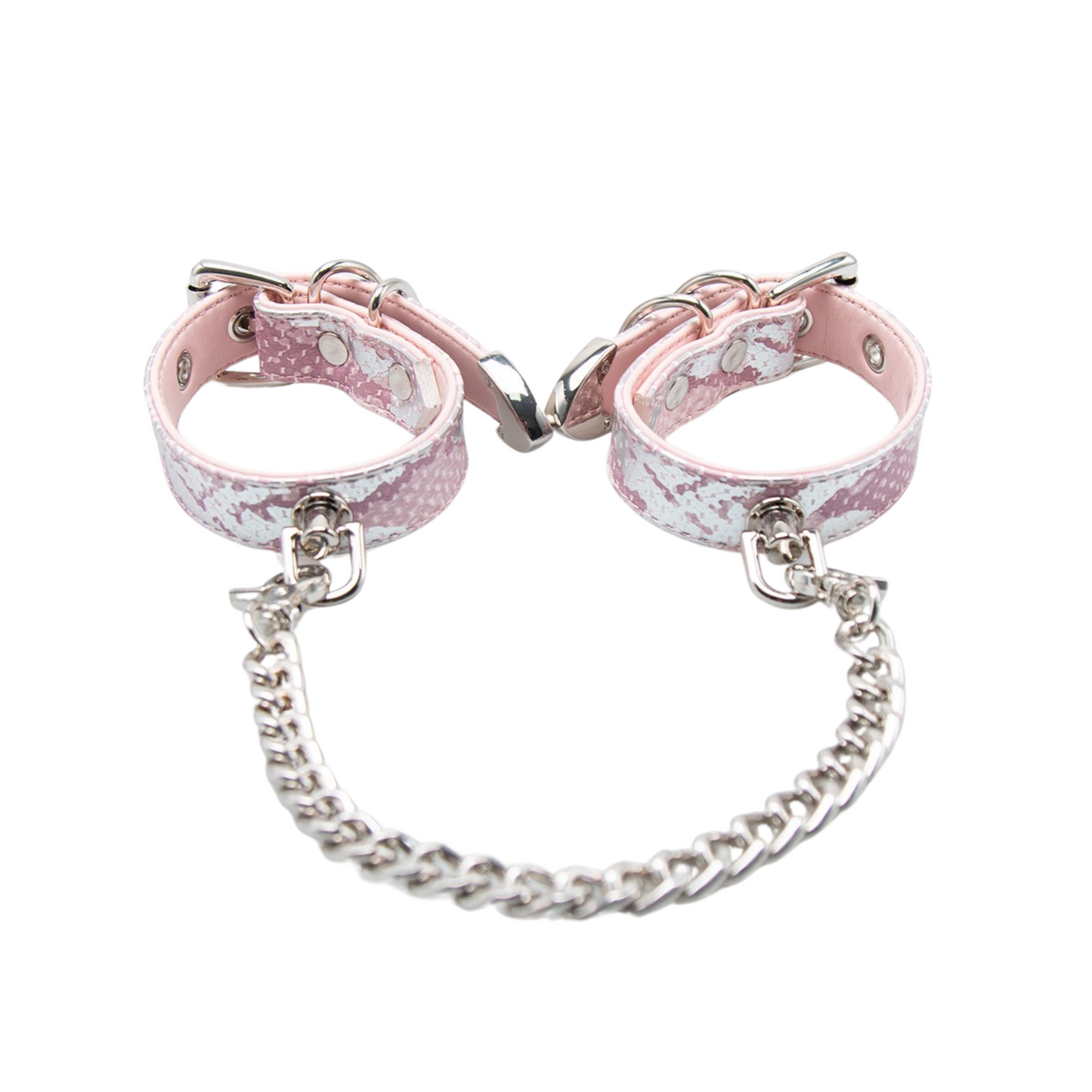 Laser PU Leather Snake Pattern Hand Cuffs Bracelet with Connect Chain Hook