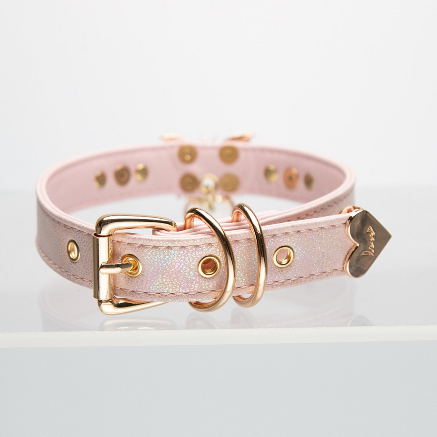 High-end Laser PU Leather Collar Choker with Mental Butterfly for Women