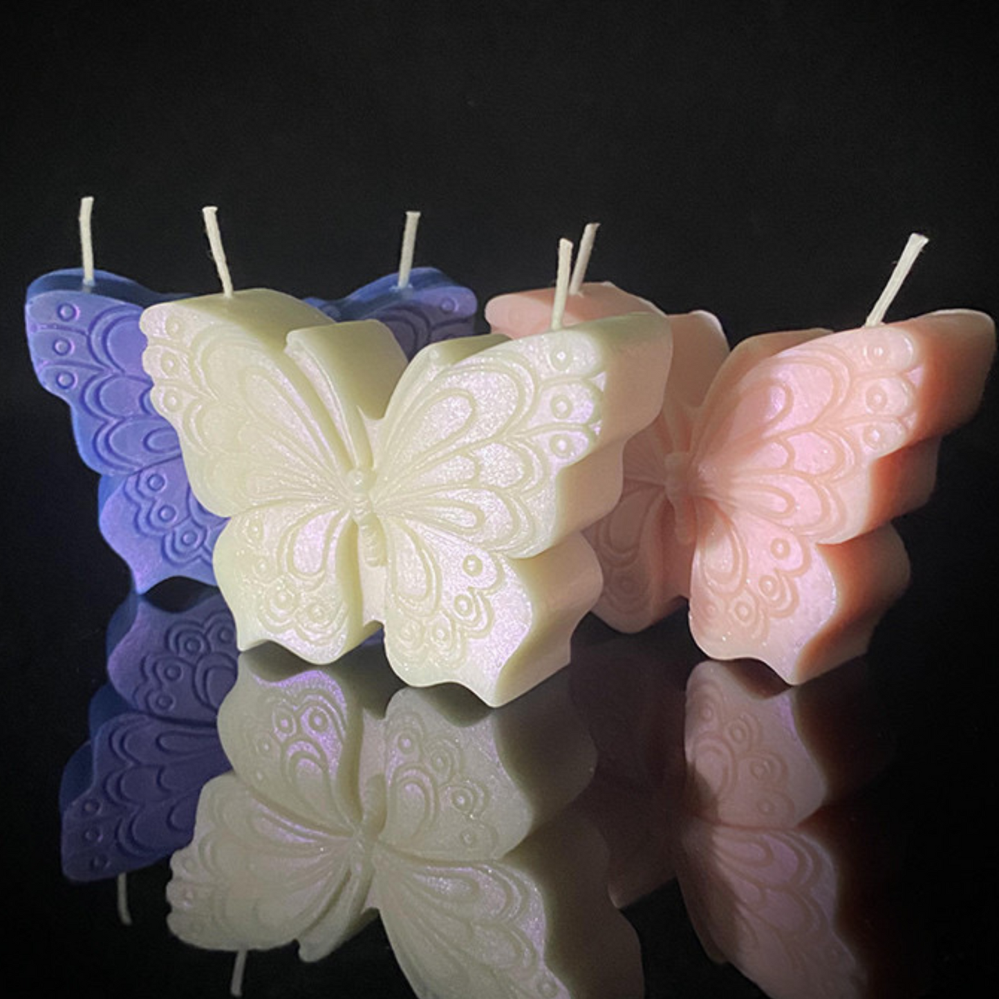 Gilded Romantic Wax Dripping Butterfly Candles, Low Temperature Soy Candles for Relaxation, Low Heat Body Safe Wax Candles for Couples